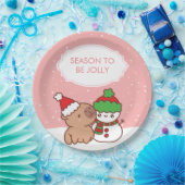 Capybara und Snowman Jahreszeit zum Jolly Niedlich Pappteller (Party)