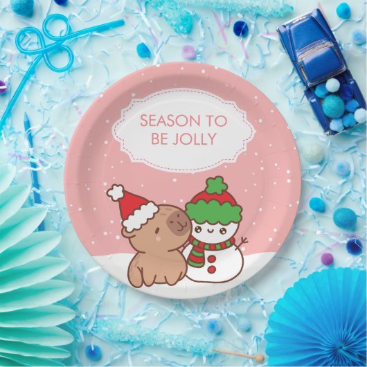 Capybara und Snowman Jahreszeit zum Jolly Niedlich Pappteller (Party)