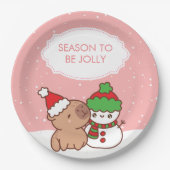 Capybara und Snowman Jahreszeit zum Jolly Niedlich Pappteller (Vorderseite)