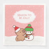 Capybara und Snowman Jahreszeit zum Jolly Niedlich Serviette (Vorderseite)