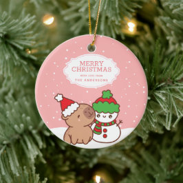 Capybara und Snowman Niedlich frohe Weihnachten Keramik Ornament
