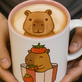 Capybara und Strawberry-Tasse | Niedlich Fruchtübe Zweifarbige Tasse
