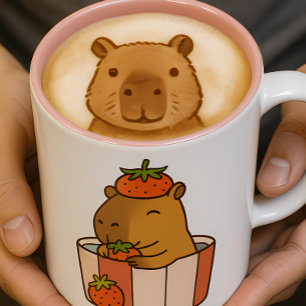 Capybara und Strawberry-Tasse Niedlich Fruchtübe Zweifarbige Tasse