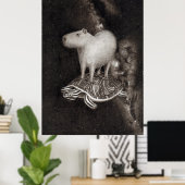 Capybara und Terrapin fliegen durch den Weltraum Poster (Heimbüro)