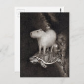 Capybara und Terrapin fliegen durch den Weltraum z Postkarte (Vorne/Hinten)