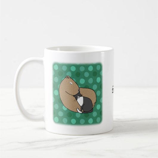 Capybara und Tuxedo Cat Friendship Individuelle Na Kaffeetasse (Links)