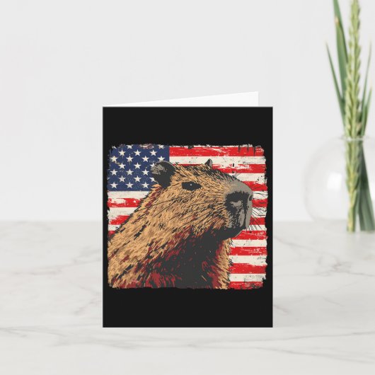 Capybara Usa Flag 4. Juli Liebhaber Karte (Vorderseite)