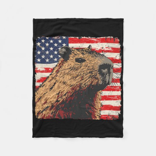 Capybara USA-Flagge 4. Juli Liebhaber Fleecedecke (Vorderseite)