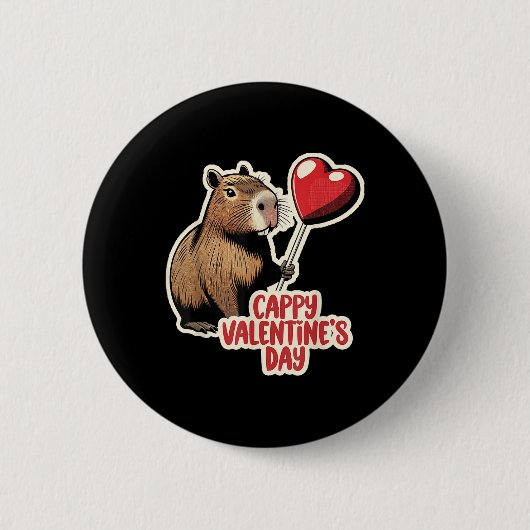 Capybara Valentine, Cappy Valentinstag, Capybara Button (Vorderseite)