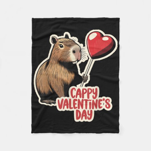 Capybara Valentine, Cappy Valentinstag, Capybara Fleecedecke (Vorderseite)