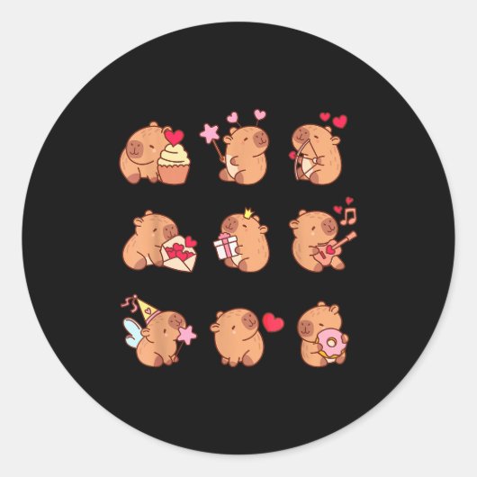 Capybara Valentinstag Lustiges Capy Tierliebhaber Runder Aufkleber (Vorderseite)