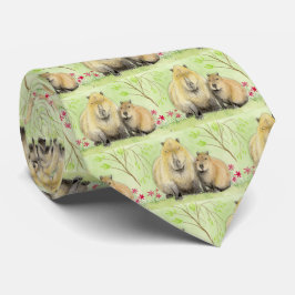 Capybara Vater und Baby Neck Tie Krawatte