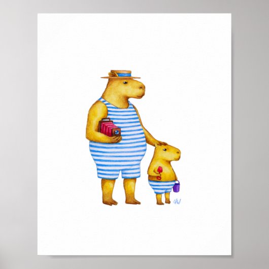 Capybara Vater und Sohn 8 x 10 Print Poster (Vorne)