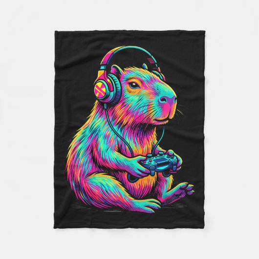 Capybara Video Games Gamer Funny Gaming Graphic Ki Fleecedecke (Vorderseite)