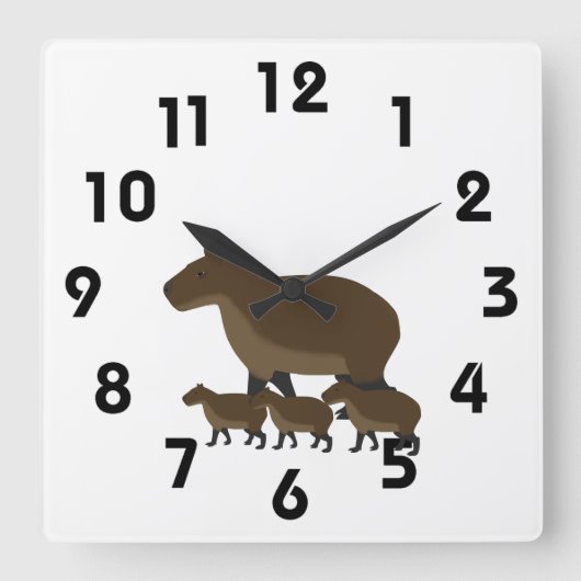 Capybara Wall Clock Quadratische Wanduhr (Vorderseite)