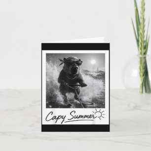 Capybara Wasserski fahren Sommer lustiges Meme Karte