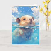 Capybara Watery Wonderland Karte (Gelbe Blume)