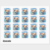 Capybara Watery Wonderland Quadratischer Aufkleber (Blatt)