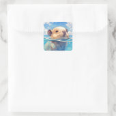 Capybara Watery Wonderland Quadratischer Aufkleber (Tasche)