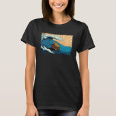 Capybara Wave  Capibara Beach Surfer Distressed T-Shirt (Vorderseite)