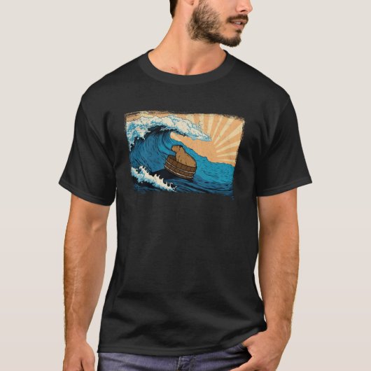 Capybara Wave Capibara Beach Surfer erschüttert T-Shirt (Vorderseite)