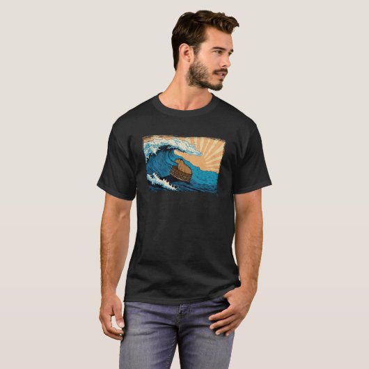 Capybara Wave Capibara Beach Surfer erschüttert T-Shirt (Vorne ganz)