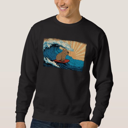 Capybara Wave  Capibara Surfboard Surfer Sweatshirt (Vorderseite)