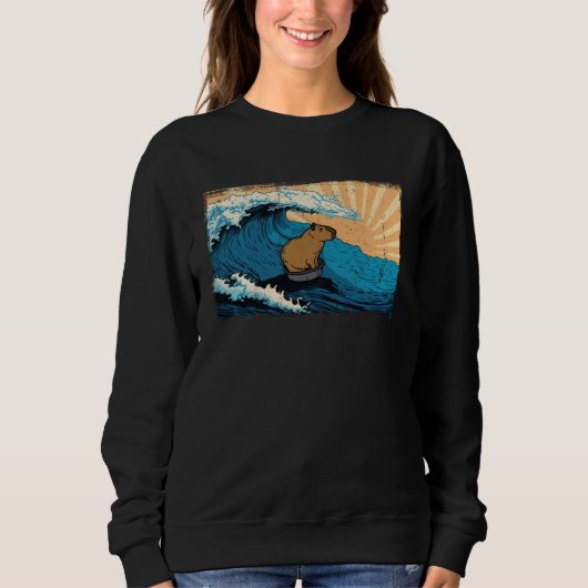 Capybara Wave  Surfing Rodent Animal Sweatshirt (Vorderseite)