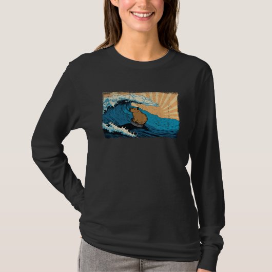 Capybara Wave Surfing Surfer Capibara Graphic T-Shirt (Vorderseite)
