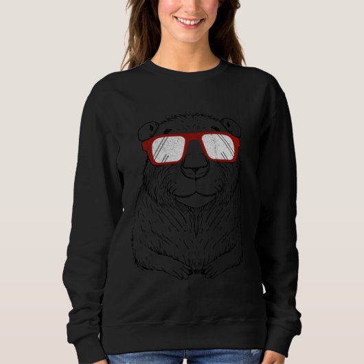 Capybara Wearing Red Glasses  Capibara Gnawer Sweatshirt (Vorderseite)