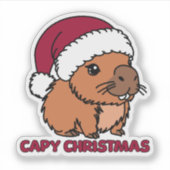 Capybara Weihnachten Aufkleber (Vorderseite)