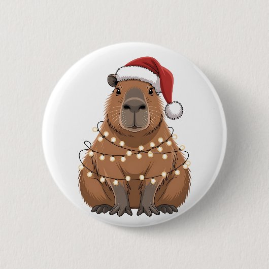 Capybara Weihnachten Matching Lustiger Santa Button (Vorderseite)