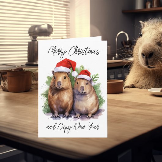 Capybara Weihnachten Neujahr Karte