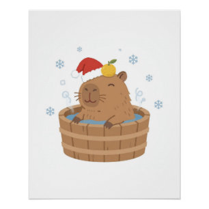 Capybara Weihnachten Onsen Santa Hut Poster