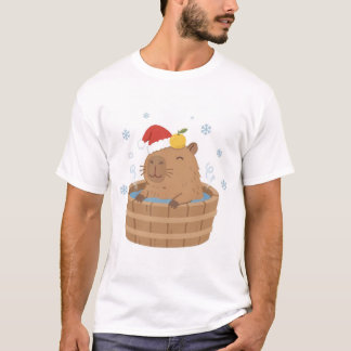 Capybara Weihnachten Onsen Santa Hut T-Shirt