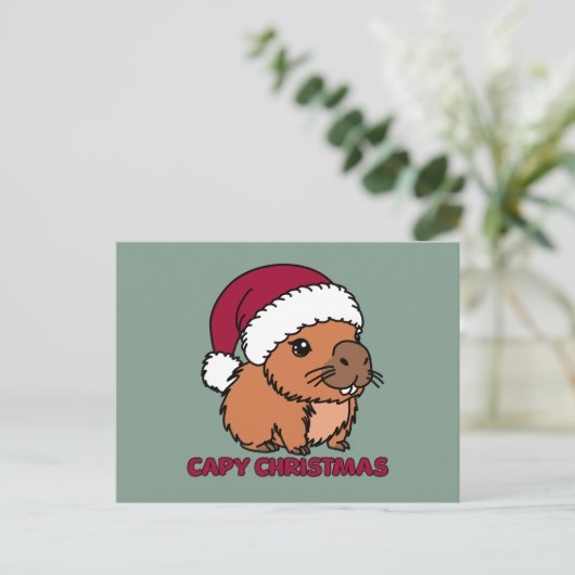 Capybara Weihnachten Postkarte (Stehend Vorderseite)