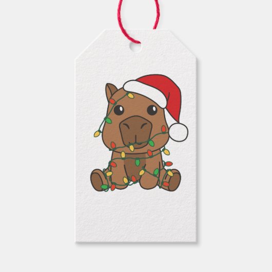 Capybara Weihnachten Winter Tiere Urlaub Geschenkanhänger (Vorderseite)