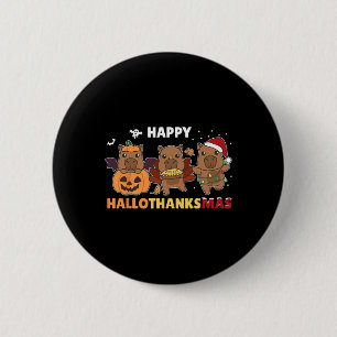 Capybara Weihnachts Halloween Kostüm Happy Halloth Button