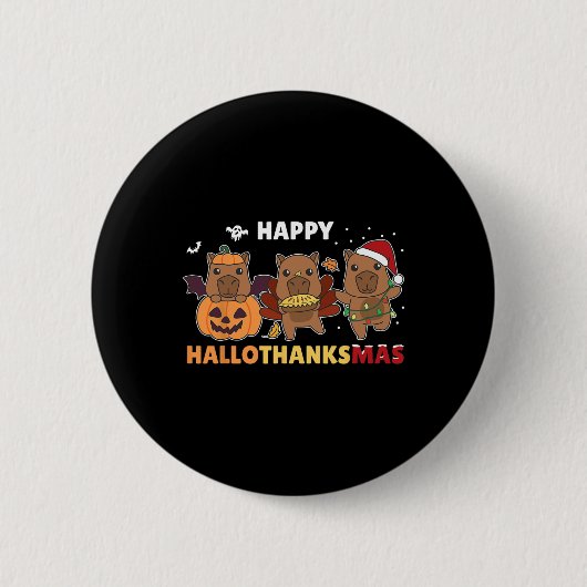 Capybara Weihnachts Halloween Kostüm Happy Halloth Button (Vorderseite)