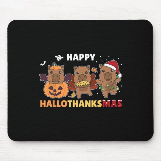 Capybara Weihnachts Halloween Kostüm Happy Halloth Mousepad (Vorne)