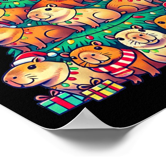 Capybara Weihnachtsbaum Funny Capybara Poster (Ecke)