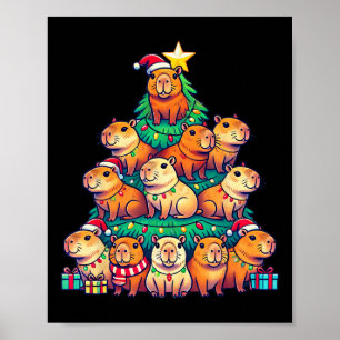 Capybara Weihnachtsbaum Funny Capybara Poster