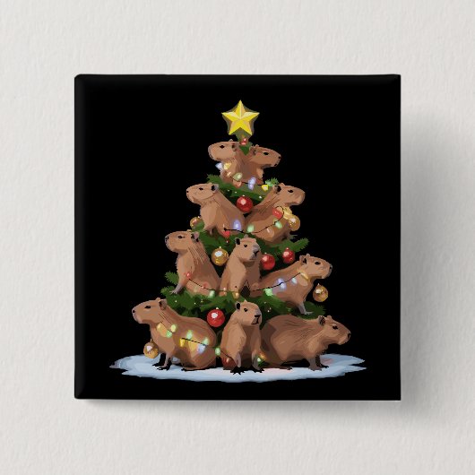 Capybara Weihnachtsbaum Geschenk Funny Xmas Capy Button (Vorderseite)