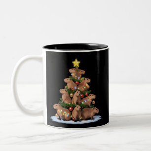 Capybara-Weihnachtsbaum-Geschenk Lustiger Weihnach Zweifarbige Tasse