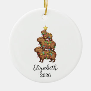 Capybara-Weihnachtsbaum, lustige Tier-Weihnachtsde Keramik Ornament