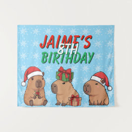 Capybara Weihnachtsfeier Geburtstag Wandteppich