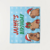 Capybara Weihnachtsfeier Geburtstag Wandteppich (Vorderseite)