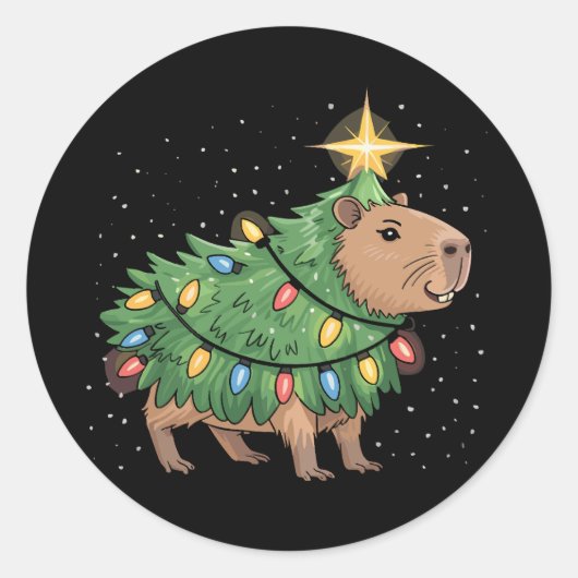 Capybara Weihnachtsgeschenke Capy Funny Weihnachts Runder Aufkleber (Vorderseite)