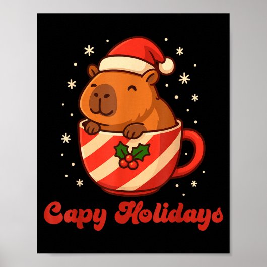 Capybara-Weihnachtshemd, Lustige Capy-Feiertage Poster (Vorne)