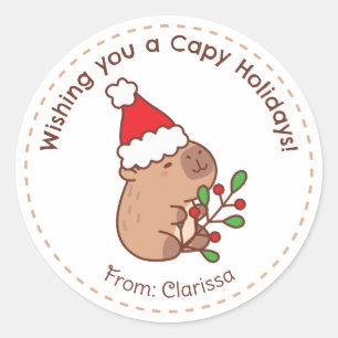 Capybara Weihnachtskleber Niedlich Runder Aufkleber
